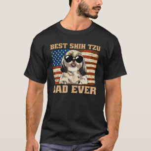 Camiseta Mens Best Shih Tzu Pai Ever Usa American Flag Meri