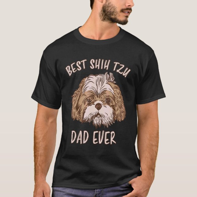 Camiseta Mens Best Shih Tzu Pai Nunca Cachorro Shih Tzu Shi (Frente)