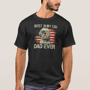Camiseta Mens Best Shiu Tzu Pai Nunca Cão Bandeira American