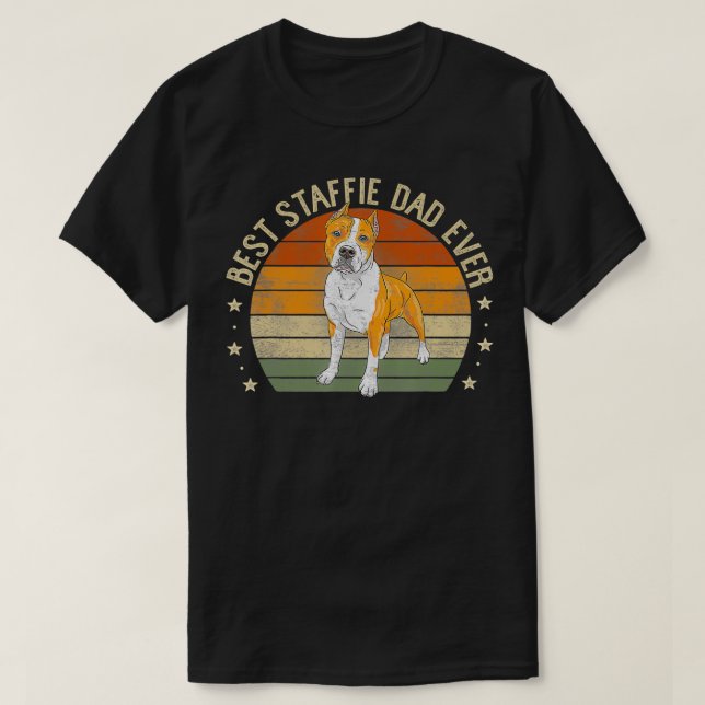 Camiseta Mens Best Staffie Pai Nunca Retro Staffordshire Bu (Frente do Design)
