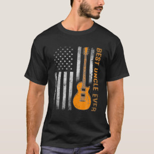 Camiseta Mens Best Tio Ever American Flag Guitar Christma
