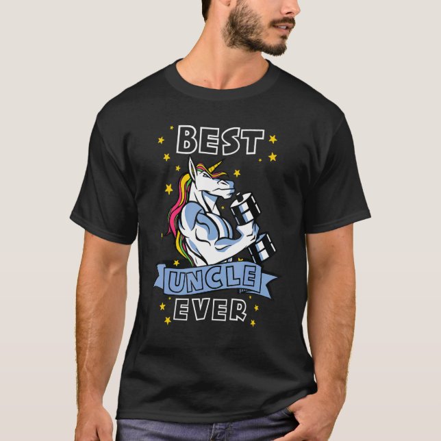 Camiseta Mens Best Uncle Ever Bodybuilder Uncle Unicorn Unc (Frente)