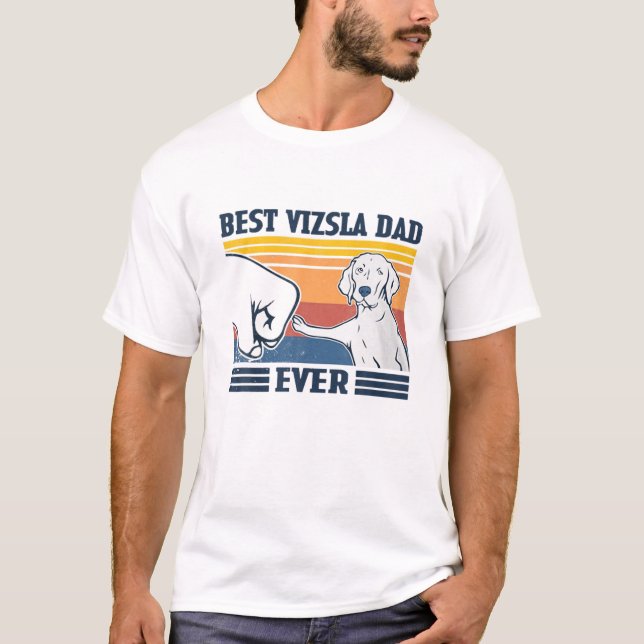 Camiseta Mens Best Vizsla Pai Cachorro Engraçado Atrás do P (Frente)