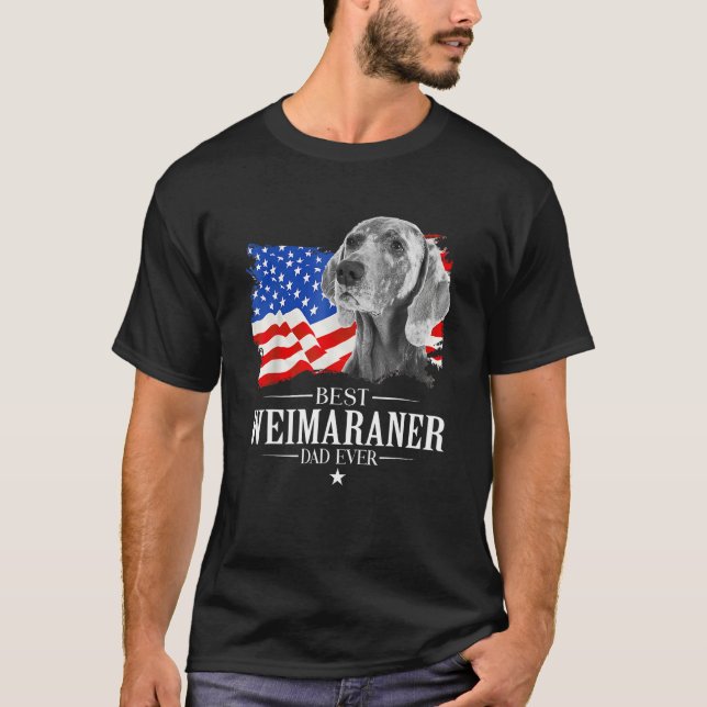 Camiseta Mens Best Weimaraner Dad Ever American Flag Father (Frente)
