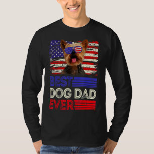 Camiseta Mens Best Yorkshire Terrier Pai Ever American Flag