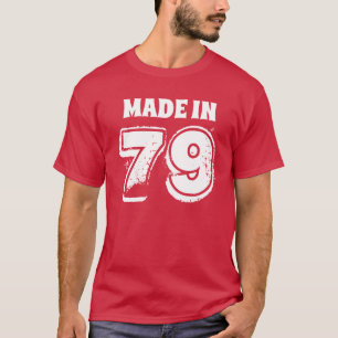 Camiseta Mens Birthday Feito em 79 Tipografia Burgundy