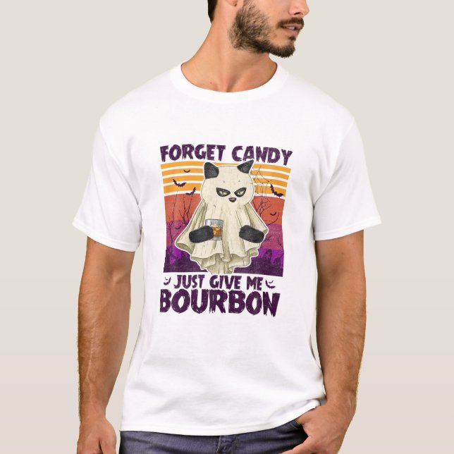 Camiseta Mens Black Cat Esquece O Docinho Me Dê Bourbon H (Frente)
