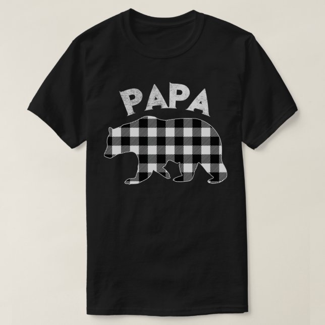 Camiseta Mens Black E White Buffalo Xadrez Papa Urso Chris (Frente do Design)