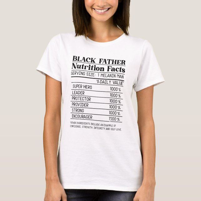 Camiseta Mens Black Father Nutrition Facts Dad Papa Melanin (Frente)