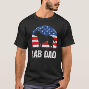 Camiseta Mens Black Labrador Pai Eua American Flag Amarelo