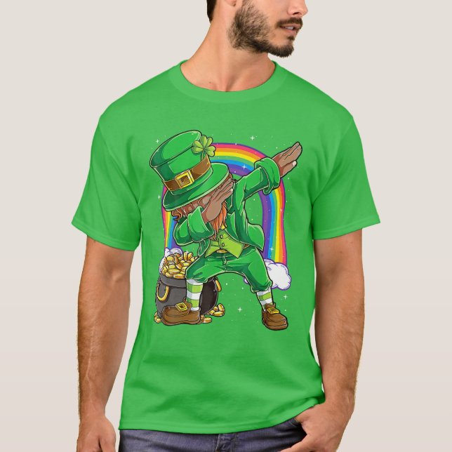 Camiseta Mens Black Leprechaun Dabbing African American Rua (Frente)