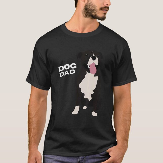 Camiseta Mens Black & White Staffordshire Bull Terrier Dog (Frente)