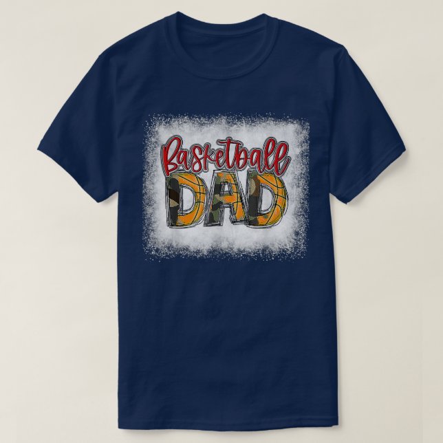Camiseta Mens Bleached Basketball Dad Camo Print Funny Dad  (Frente do Design)
