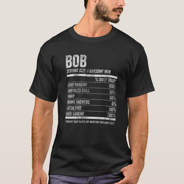 Camiseta Mens Bob Nutrition Nome Personalizado Nome Funny F (Frente)