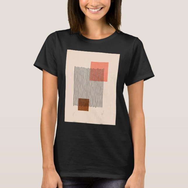 Camiseta Mens Boho Abstrato Shapes Meio século Arte Moderna (Frente)