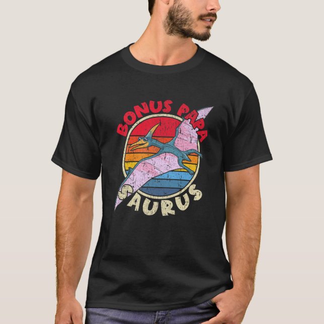 Camiseta Mens Bonus Papa Saurus I Pterodactylus I Mães (Frente)