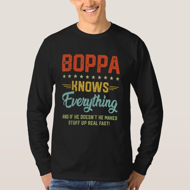 Camiseta Mens Boppa Knows Everything  Grandpa Fathers Jokes (Frente)