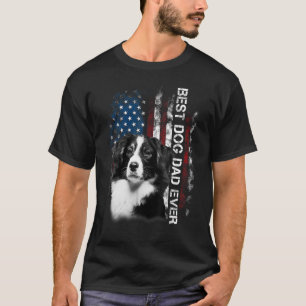 Camiseta Mens Border collie Pai Vintage American Flag Fathe