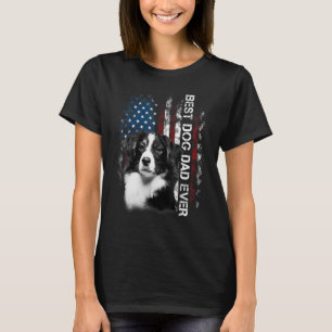 Camiseta Mens Border collie Pai Vintage American Flag Fathe