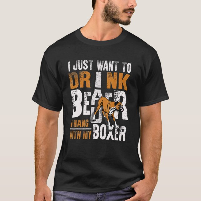 Camiseta Mens Boxer Dad  Father's Day Dog   Beer (Frente)