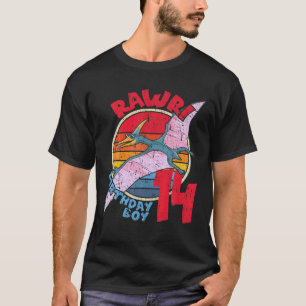 Camiseta Mens Boy 14 Birthday I Rawr! Pterodactylus I Fam