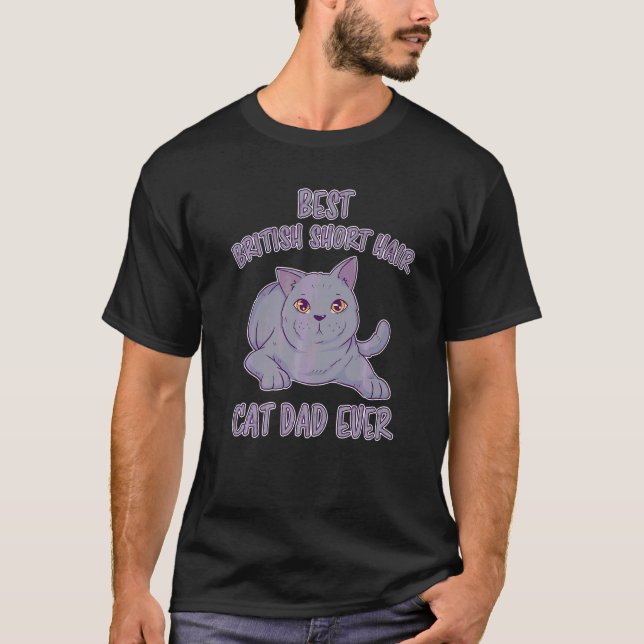 Camiseta Mens British Short Hair Papa Bkh Cat Short (Frente)