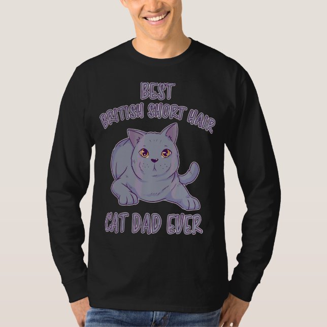 Camiseta Mens British Short Hair Papa Bkh Cat Short (Frente)