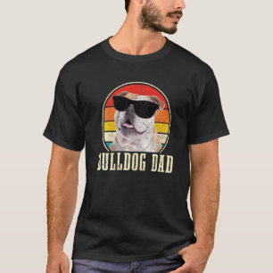 Camiseta Mens Buldog Pai Vintage Óculos de sol Cachorro Ing