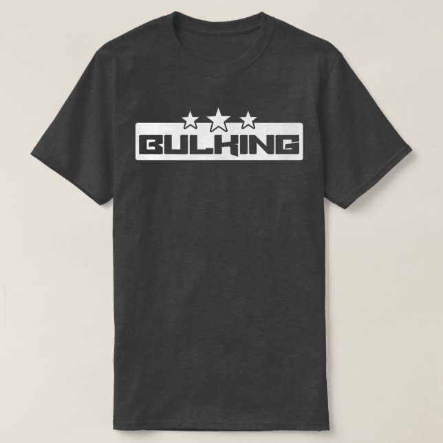 Camiseta Mens BULKING Gym Malhação Workout Bodybuilding Mot (Frente do Design)