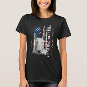 Camiseta Mens Bull terrier Pai Vintage American Flag Padre