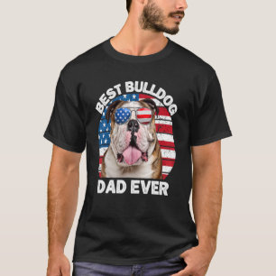 Camiseta Mens Bulldog Pai Americano Flag English Buldog D