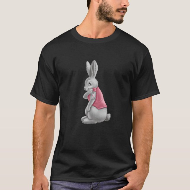 Camiseta Mens Bunny Pai Tatuagem Eu Adoro Pai (Frente)
