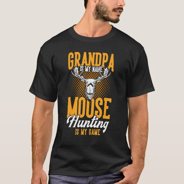 Camiseta Mens Caçando O Avô Moose É Minha Moo De Jogo (Frente)