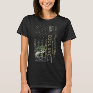 Camiseta Mens Camouflage Bandeira Americana Reel Tio Peixe 