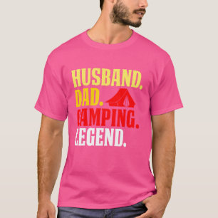 Camiseta Mens Camper Husband Pai Camping Legend Vintage Ca