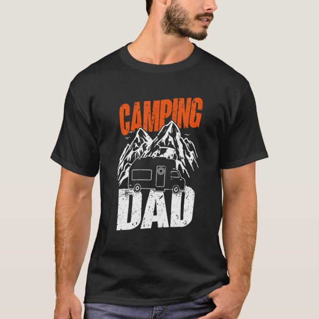 Camiseta Mens Camping Dad  Camper Caravan  Camping 1 (Frente)