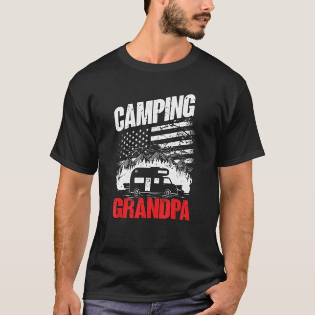 Camiseta Mens Camping Grandpa  Camper Caravan  Camping 3 (Frente)