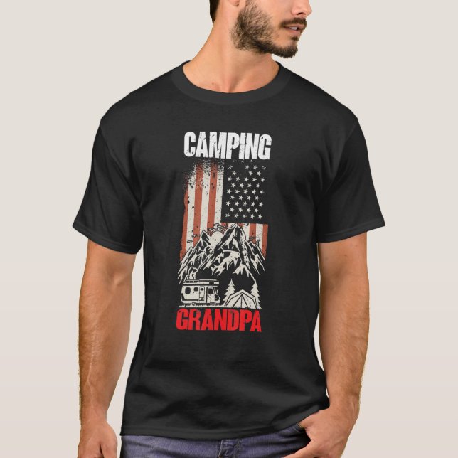 Camiseta Mens Camping Grandpa  Camper Caravan  Camping 7 (Frente)
