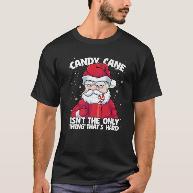 Camiseta Mens Candy Cane isn t Only Thing That s Hard Chris (Frente)
