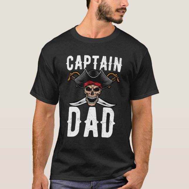 Camiseta Mens Capitão Pai Halloween Pirate Ghosts Spooky Ha (Frente)