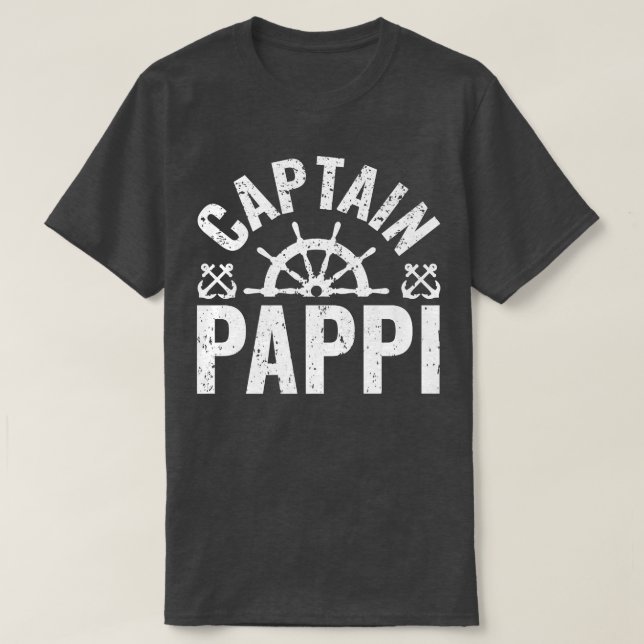 Camiseta Mens Capitão Pappi Boat Owner Lake Barco Padre" (Frente do Design)