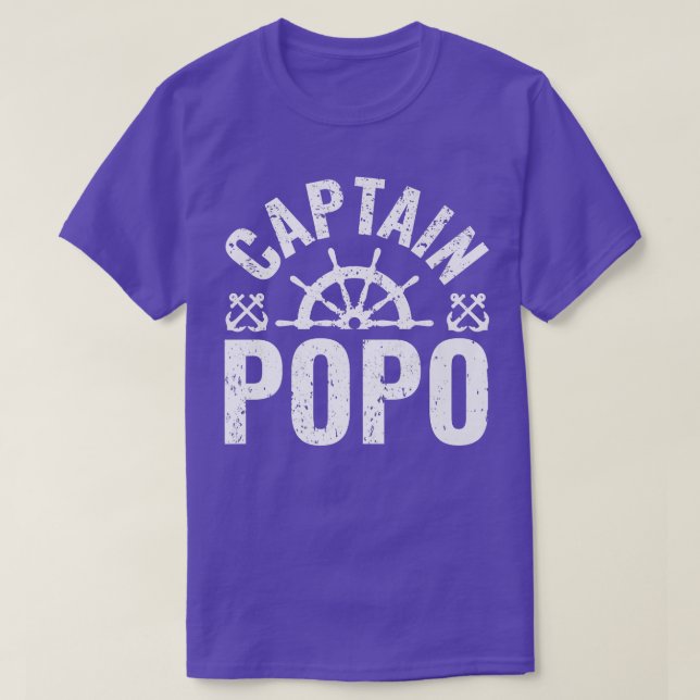 Camiseta Mens Captain Popo Boat Owner Lake Boating Father's (Frente do Design)