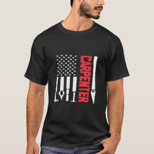 Camiseta Mens Carpenter Woodworking USA American Flag T-Shi