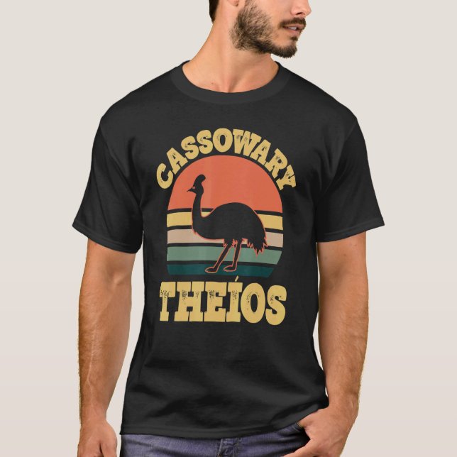 Camiseta Mens Cassowary Theios Cute Cassowary Partido Grego (Frente)