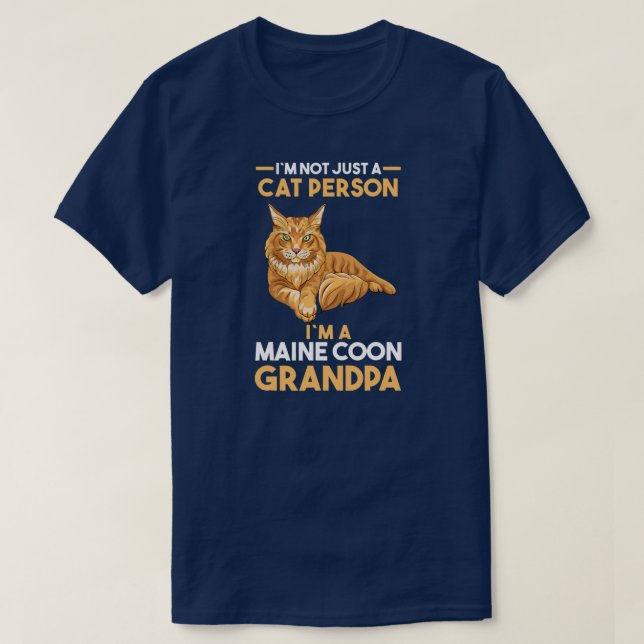 Camiseta Mens Cat Avô Maine Coon Avô  (Frente do Design)