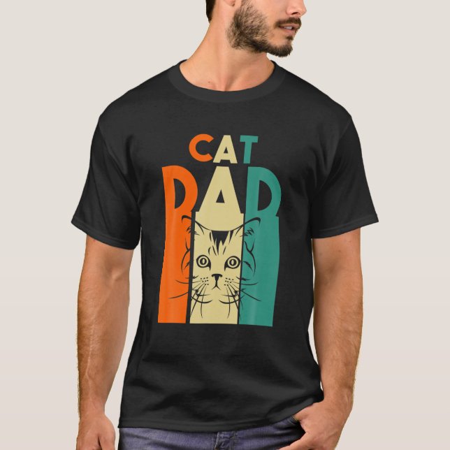 Camiseta Mens Cat Pai Animal (Frente)