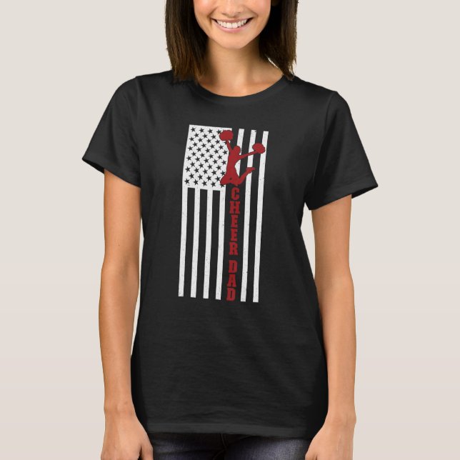 Camiseta Mens Cheer Dad US Flag Cheerleading Father Of A Ch (Frente)