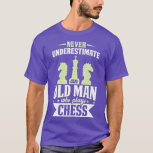 Camiseta Mens Chess Subestima Nunca Jogo De Xadrez De Velho