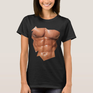 Camiseta Mens Chest Seis Pack Abs Falso Músculos Falso Abs