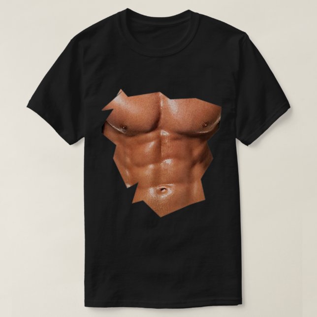 Camiseta Mens Chest Seis Pack Abs Falso Músculos Falso Abs  (Frente do Design)